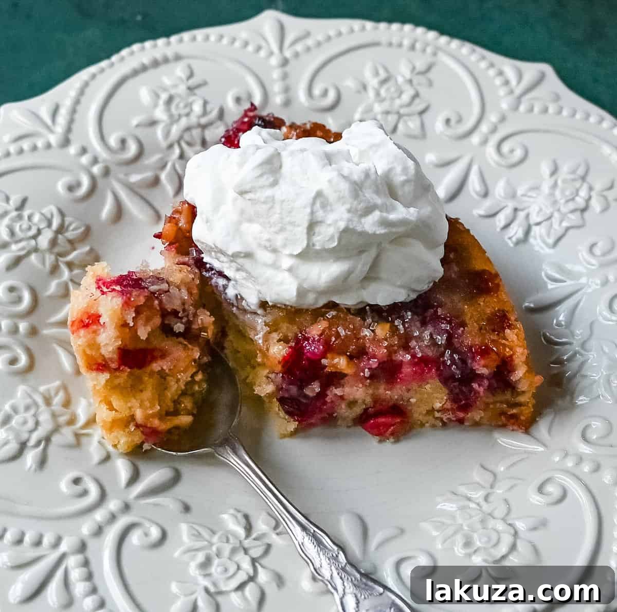 Freshly baked Nantucket Cranberry Pie cooling in a springform pan, showcasing its golden cake topping and vibrant cranberry filling.
