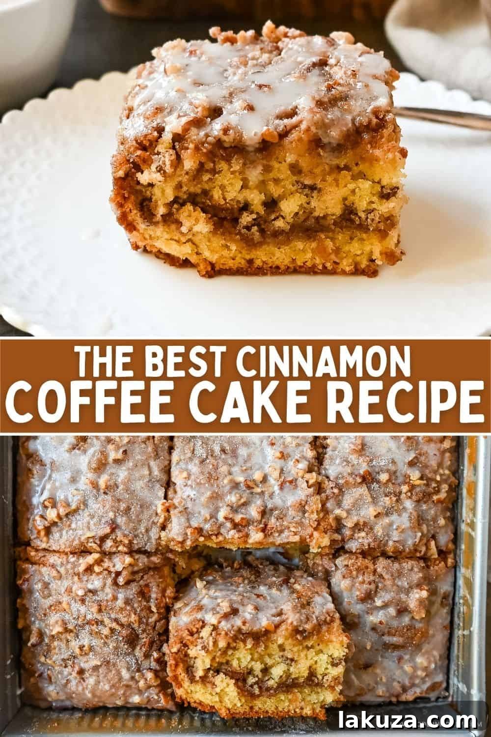 Best Coffee Cake Recipe. This cinnamon brown sugar sour cream coffee cake is made with a buttery cake layered with a brown sugar cinnamon layer and topped with a streusel topping and a sweet glaze. The best coffee cake recipe perfect for breakfast or brunch. A perfect Christmas breakfast recipe.