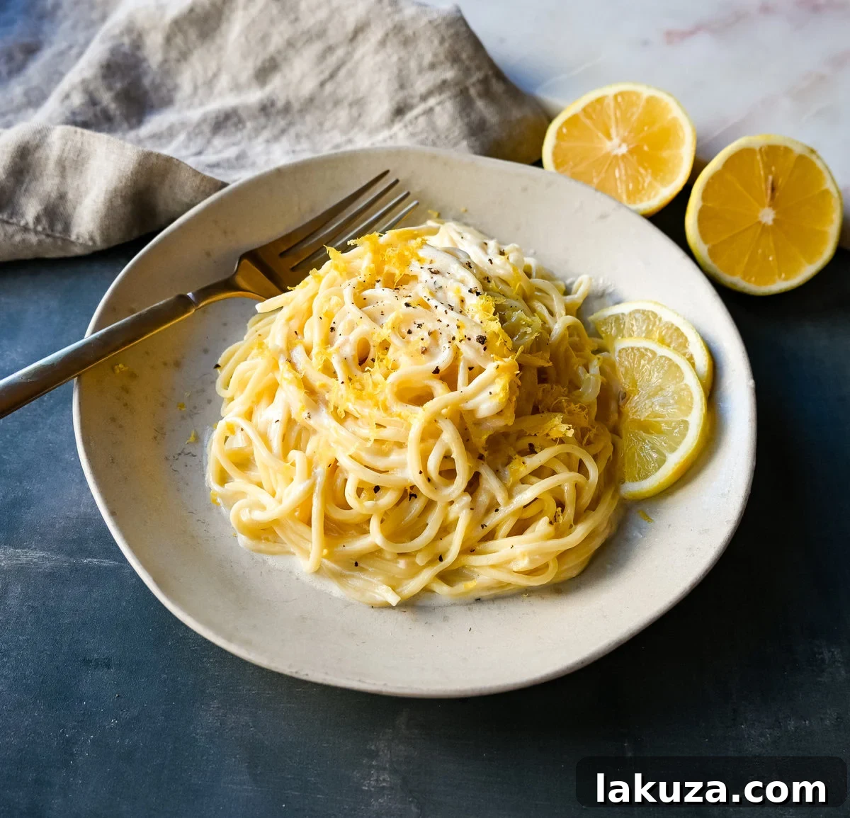 Zesty Lemon Spaghetti 5 Lemon Pasta (Spaghetti al Limone). This creamy and tangy pasta dish features fresh lemon cream sauce tossed with fresh pasta. This Spaghetti al Limone is vibrant, fresh, and perfectly creamy and is so easy to make!