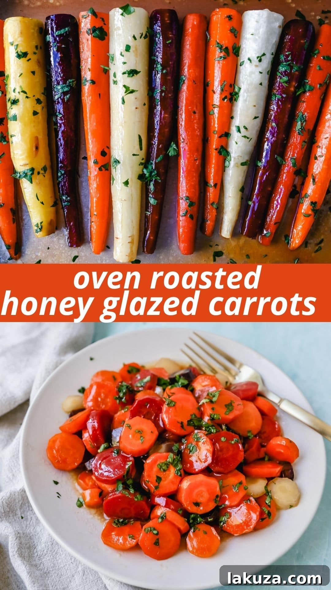 A vibrant platter of honey glazed carrots, garnished with fresh dill