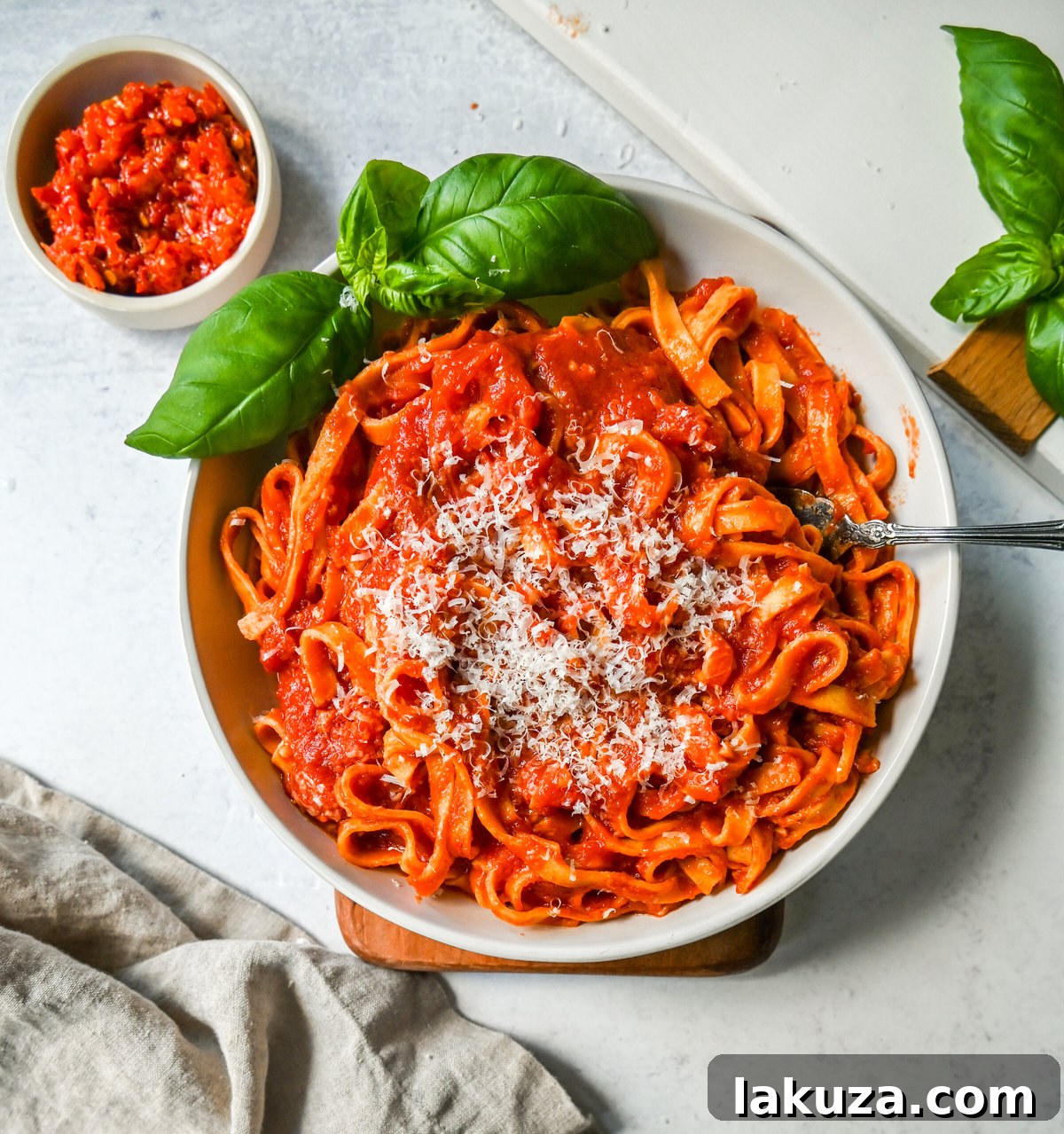 Mi Amor Spicy Pasta: Fresh Fettuccine with Calabrian Chili Arrabbiata Sauce