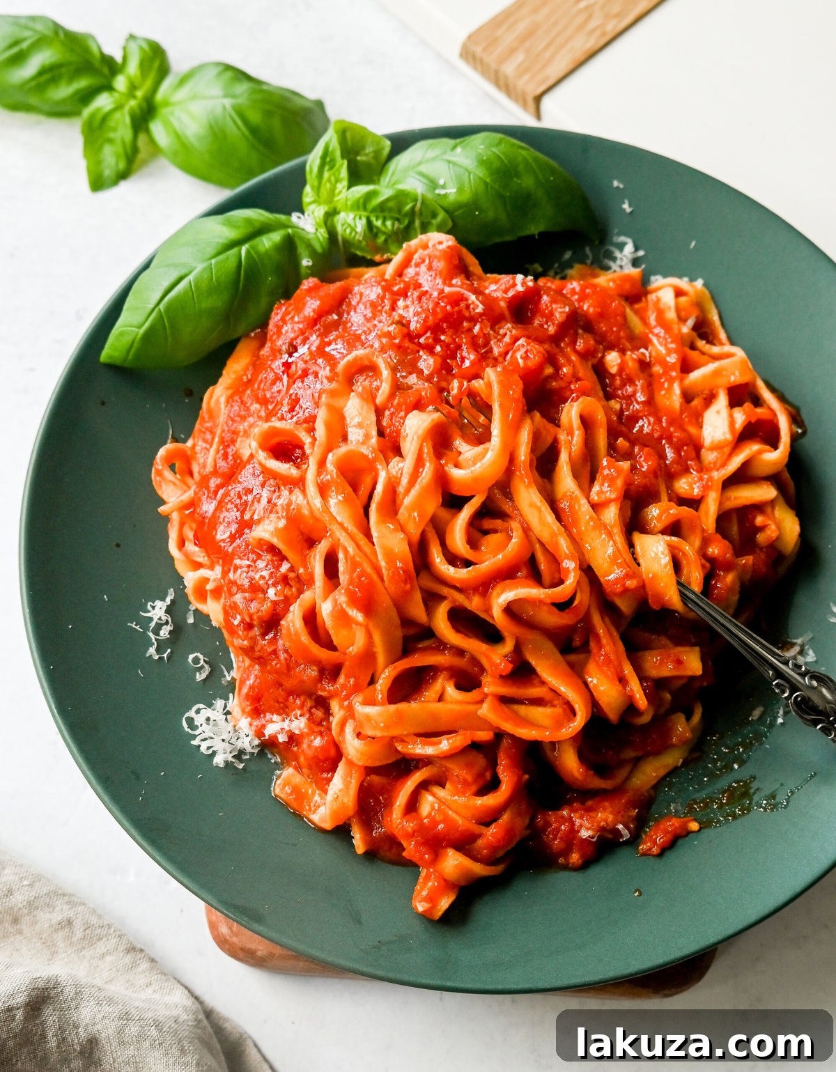 Mi Amor Spicy Pasta. Homemade Calabrian Chili Arrabbiata Sauce with Fresh Pasta and Cheese.