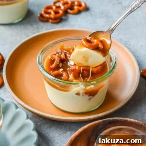 Panna Cotta with Salted Caramel and Toffee Pretzels. Creamy, rich vanilla panna cotta with homemade sea salt caramel and butter toffee pretzels. This is the perfect sweet and salty dessert!