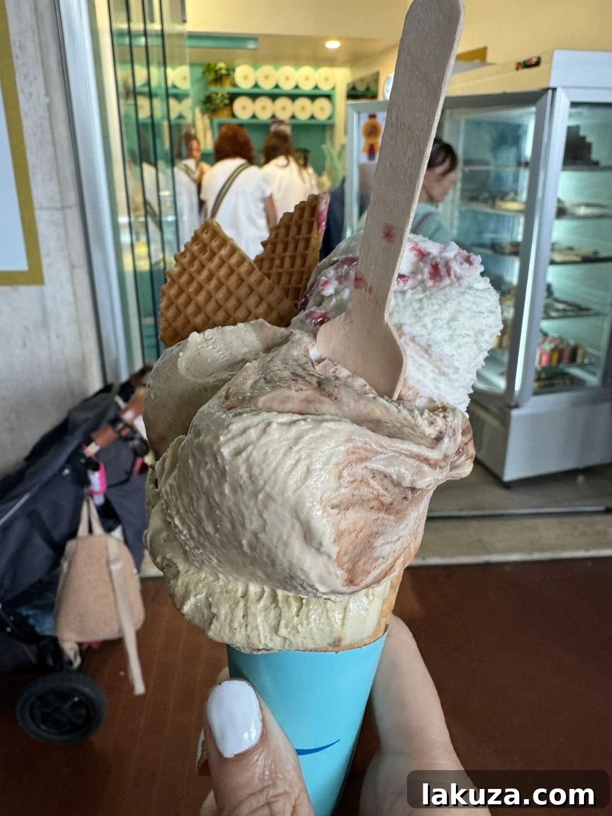 TGIF Gabfest 23 Three scoops of delicious gelato in a cone, showcasing various flavors