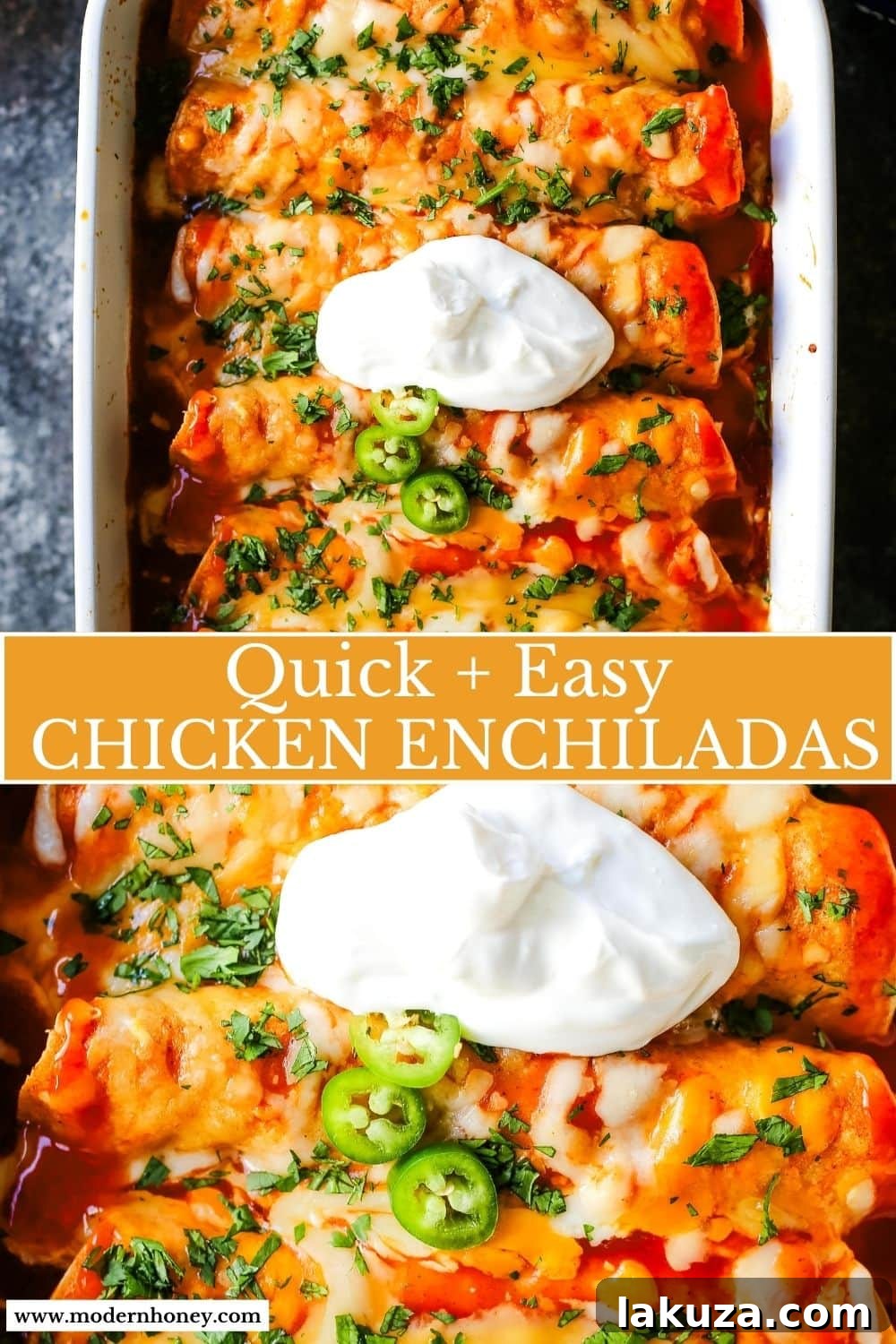 Simple Weeknight Chicken Enchiladas 8 How to make Quick and Easy Chicken Enchiladas with only a few ingredients. This delicious chicken enchiladas recipe is super simple and a crowd pleaser.