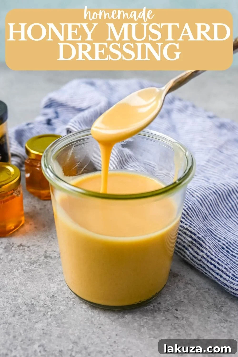 Golden Nectar Honey Mustard 5 This homemade honey mustard dressing recipe is a perfect balance of sweet, tangy, and creamy and is the perfect salad dressing, dip, or marinade.