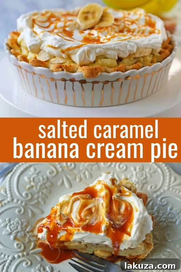 Salted Caramel Banana Cream Pie Perfection 12 Salted Caramel Banana Cream Pie. Homemade banana cream pie with salted caramel. www.modernhoney.com #bananacreampie #caramelbananacreampie #thanksgivingpie #thanksgiving #pie #pierecipes