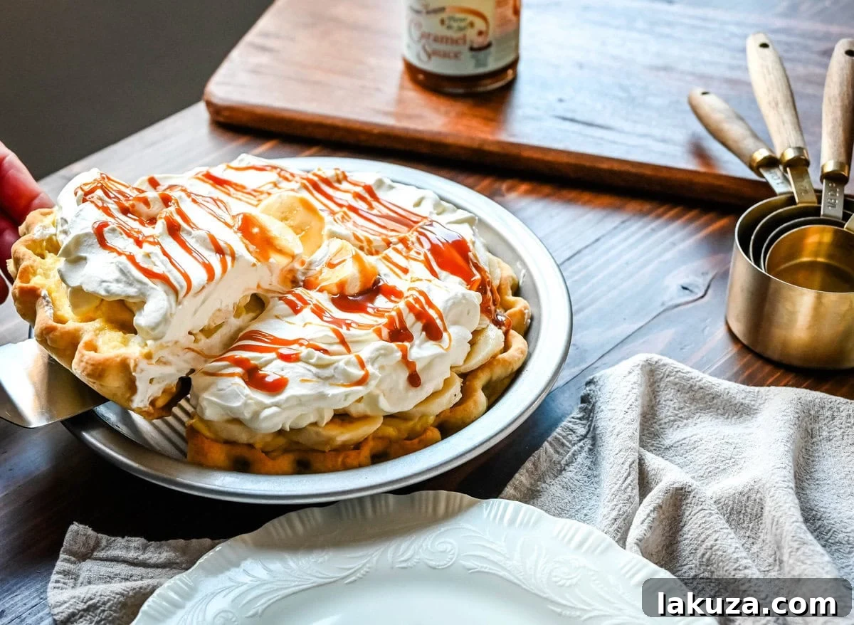 Salted Caramel Banana Cream Pie Perfection 3 This Caramel Banana Cream Pie is made with a Homemade custard, fresh bananas, and rich salted caramel in a buttery pie crust. The ultimate caramel banana cream pie!