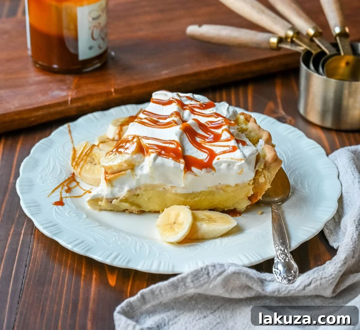 Salted Caramel Banana Cream Pie Perfection 7 This Caramel Banana Cream Pie is made with a Homemade custard, fresh bananas, and rich salted caramel in a buttery pie crust. The ultimate caramel banana cream pie!