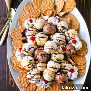 A delicious and colorful plate of Ice Cream Nachos, perfect for a party dessert.