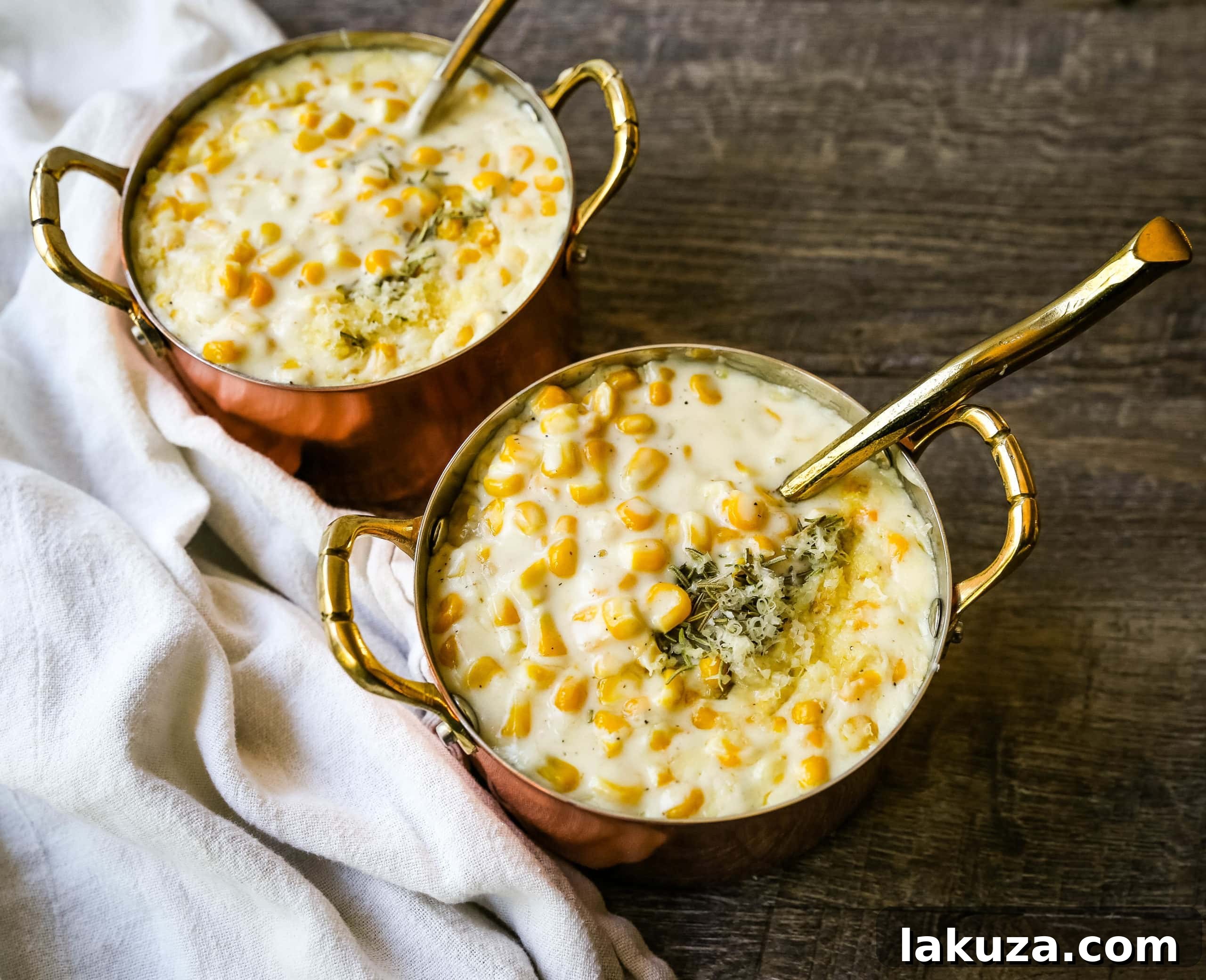 How to make the best creamed corn. A creamy corn recipe made with heavy cream, butter, corn, parmesan cheese, a touch of sugar and salt. A popular side dish or Thanksgiving side dish recipe.