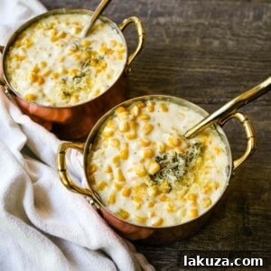 How to make the best creamed corn. A creamy corn recipe made with heavy cream, butter, corn, parmesan cheese, a touch of sugar and salt. A popular side dish or Thanksgiving side dish recipe.