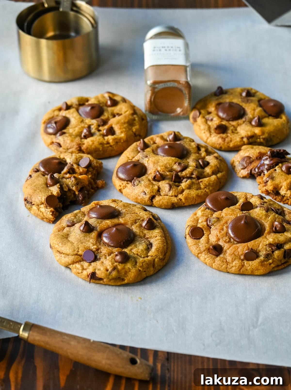 Harvest Spice Chocolate Chip Delights 8 These Brown Butter Pumpkin Chocolate Chip Cookies are made with browned butter, brown sugar, pure pumpkin puree, pumpkin spice, and semisweet chocolate chips. These are the perfect chewy pumpkin chocolate chip cookie recipe!