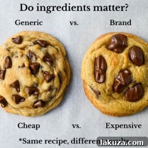 A perfectly baked chocolate chip cookie, symbolizing the delicious results of thoughtful ingredient choices in baking.