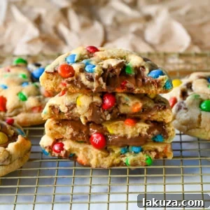 M&M Nutella Volcano Cookies 14 M&M Nutella Lava Cookies. These M&M Nutella Stuffed Cookies are made with milk chocolate chip and M&M cookies filled with creamy chocolate hazelnut Nutella spread and baked until perfectly soft and chewy.