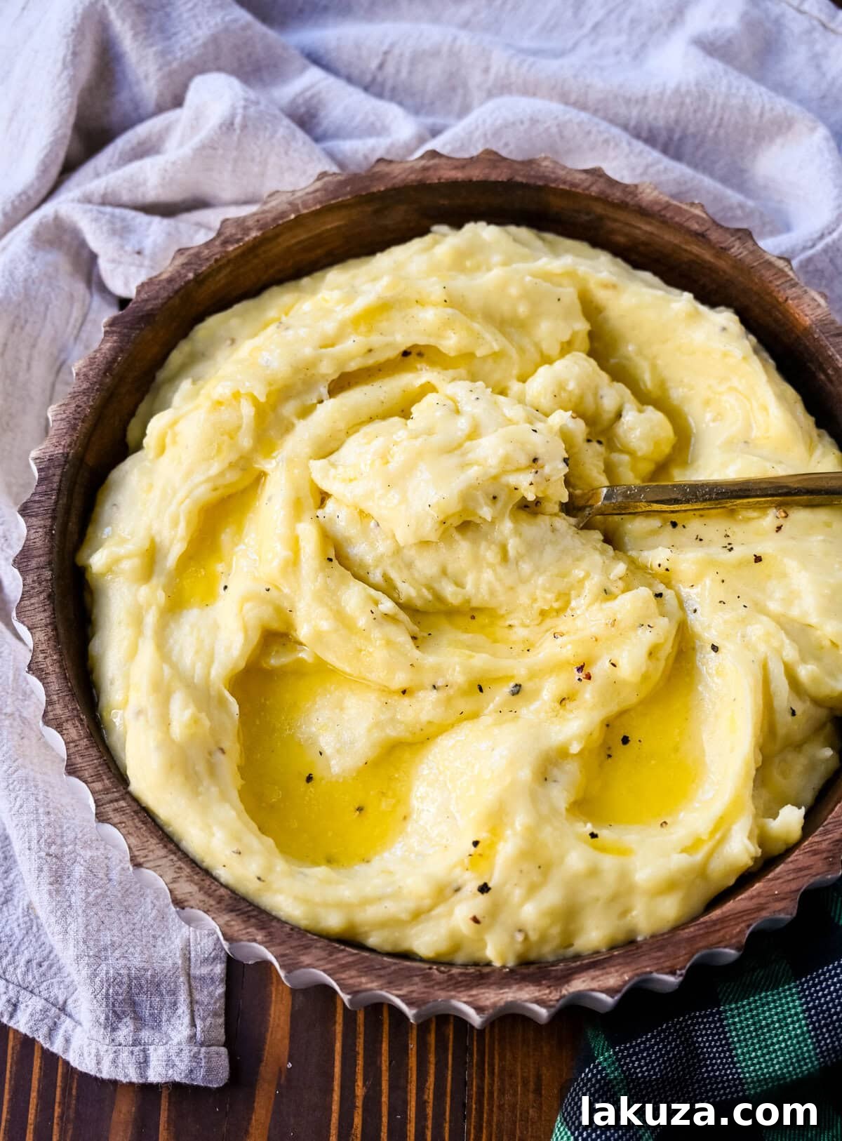 Close-up of fluffy and creamy Browned Butter Mashed Potatoes.