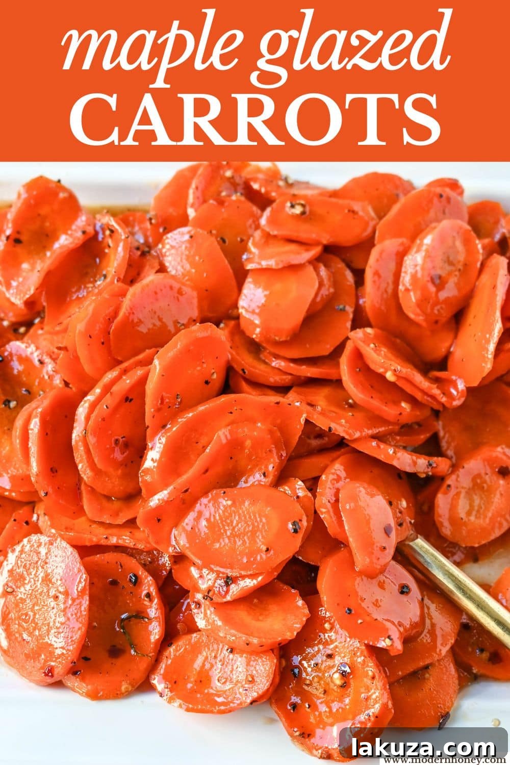 A final, mouth-watering shot of Roasted Carrots with a Maple Brown Sugar Glaze, perfectly cooked and glistening, highlighting their appealing texture and color.