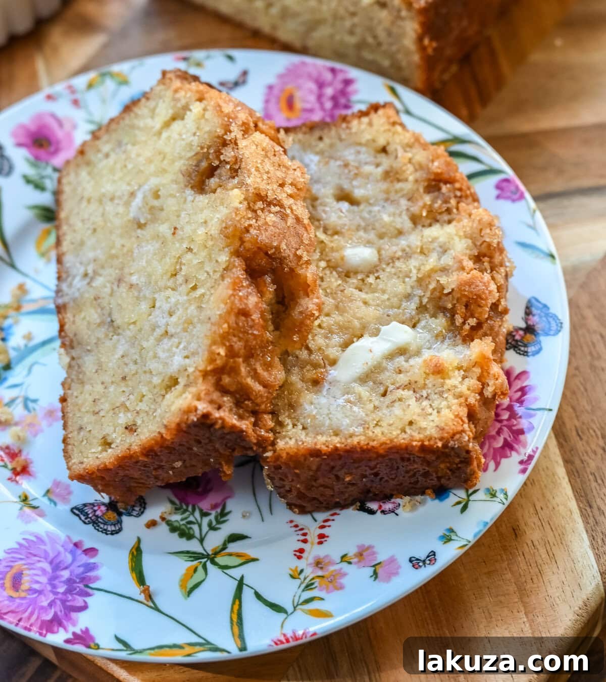 Ultimate Banana Bread Perfection 8 Slices of moist banana bread arranged beautifully, ready to be served.