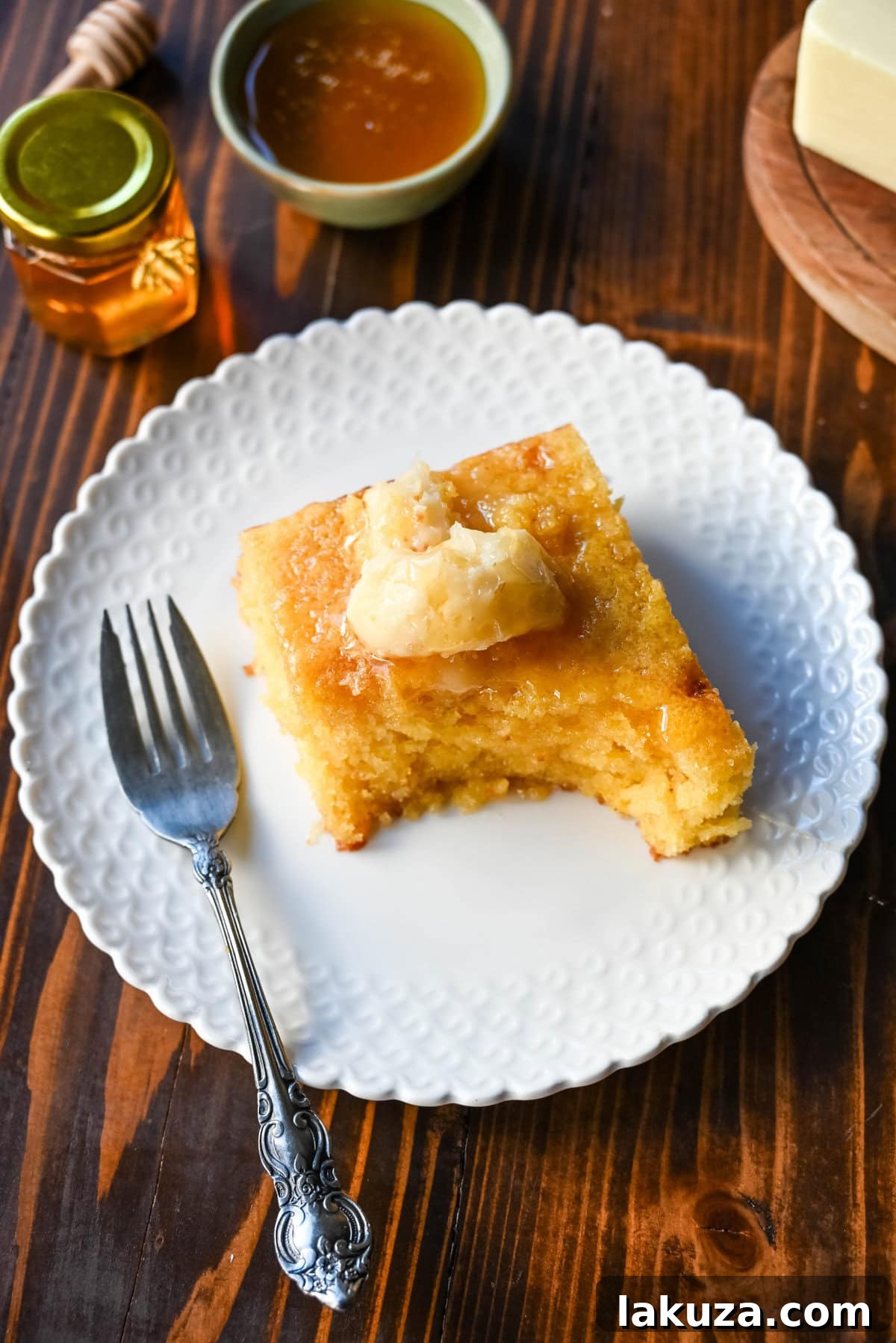 Southern Soul Cornbread 5 A close-up of the perfectly textured moist cornbread, highlighting its golden exterior and soft, inviting crumb.