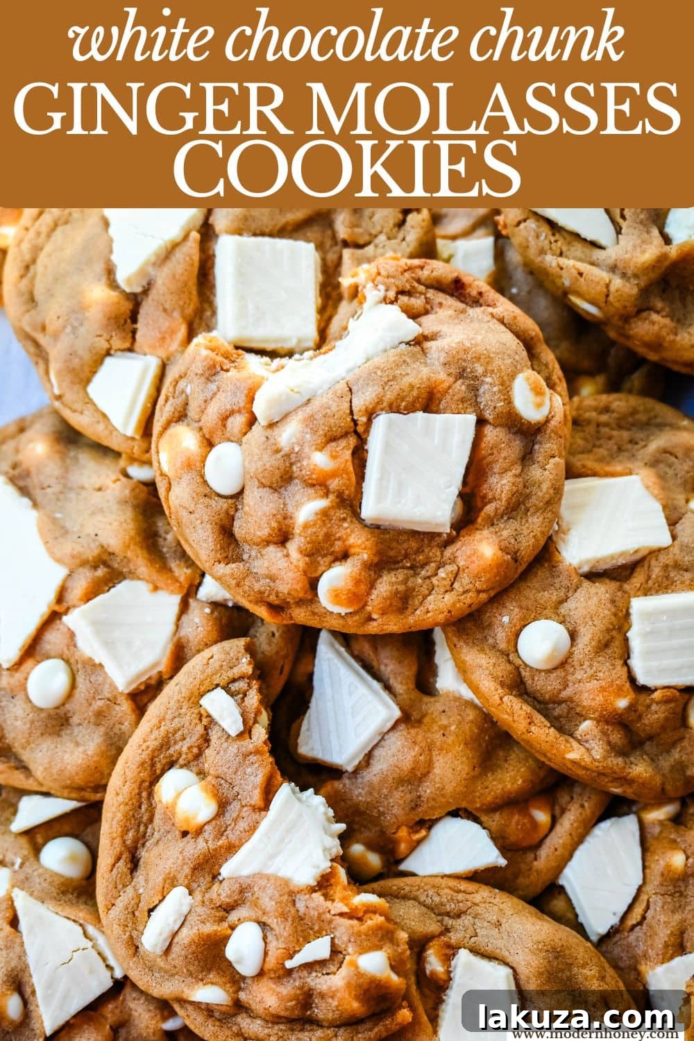 Spiced Ginger Molasses White Chocolate Chunk Cookies 8 Beautifully arranged ginger molasses white chocolate chunk cookies, perfect for a holiday spread.