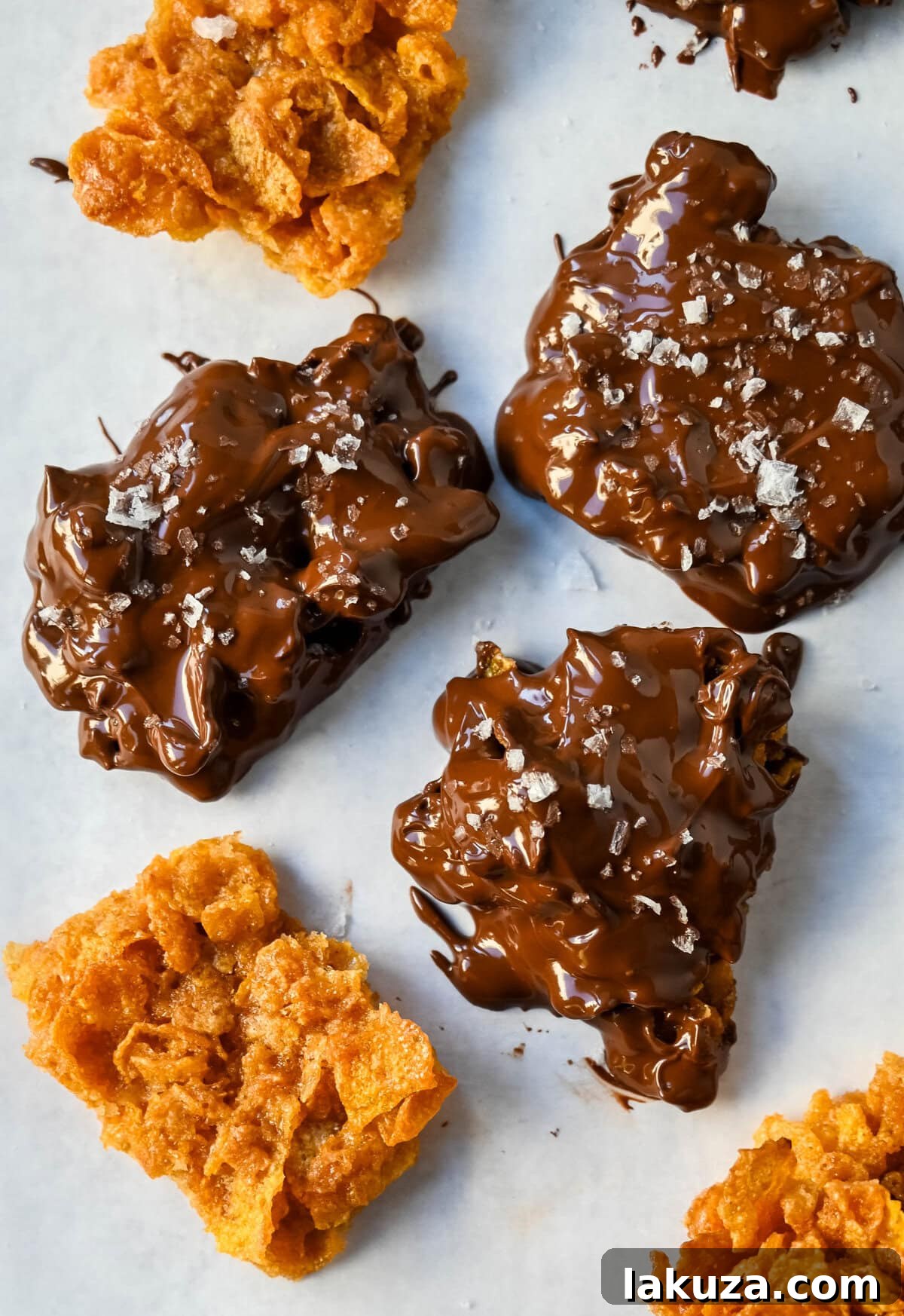 Close-up of Cornflake Crack pieces, golden and crispy, ready to be enjoyed as a delightful snack or dessert.