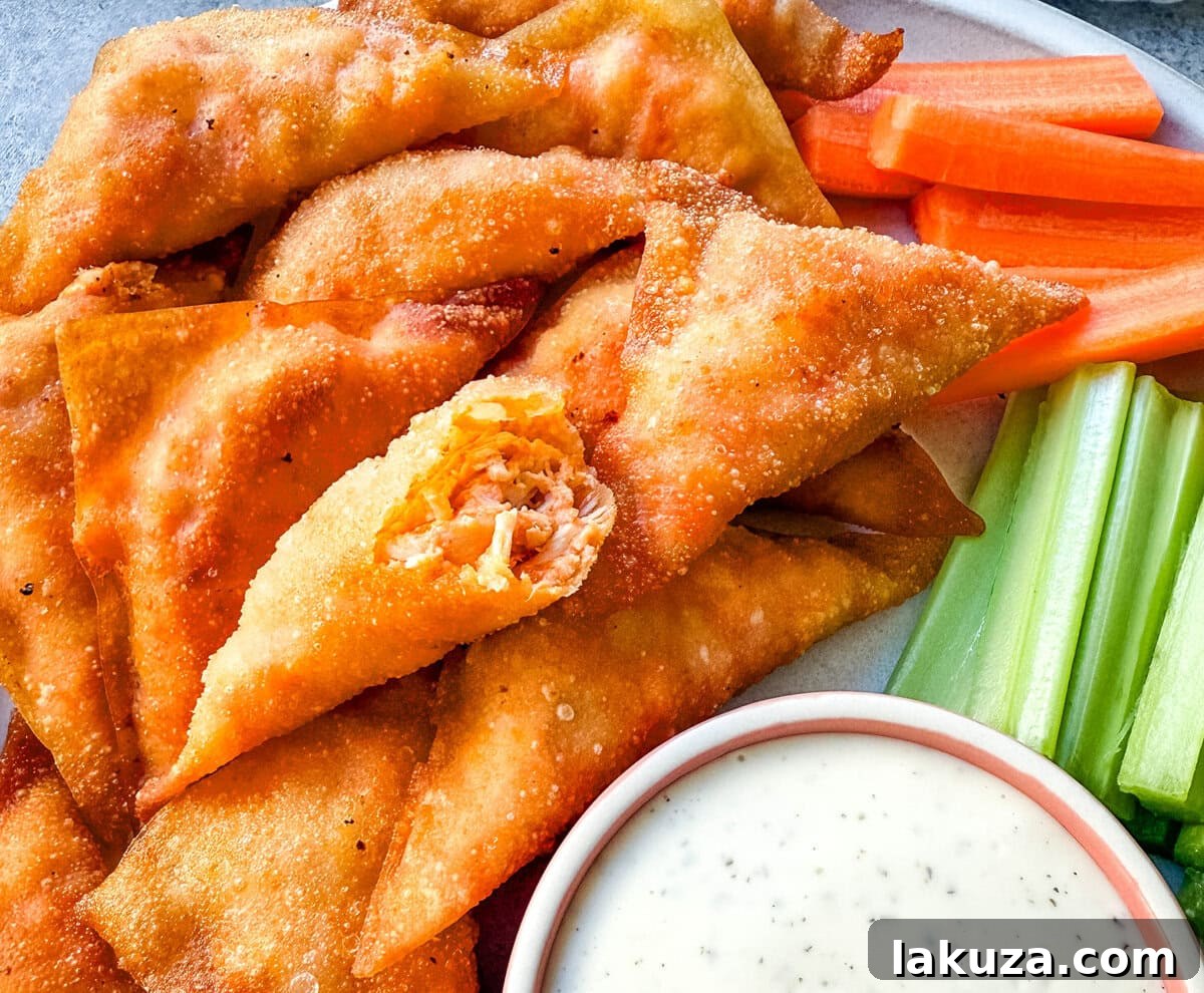 The Cheesecake Factory Signature Buffalo Blasts 7 Buffalo Blasts are a crispy, spicy, and flavorful appetizer that combines tangy buffalo chicken and cheese in golden fried pockets. These bite-size appetizers made with a blend of melted cheese, tender chicken, and zesty buffalo sauce, are wrapped in wonton wrappers and fried to golden perfection. These popular Cheesecake Factory Buffalo Blasts are a super popular appetizer.