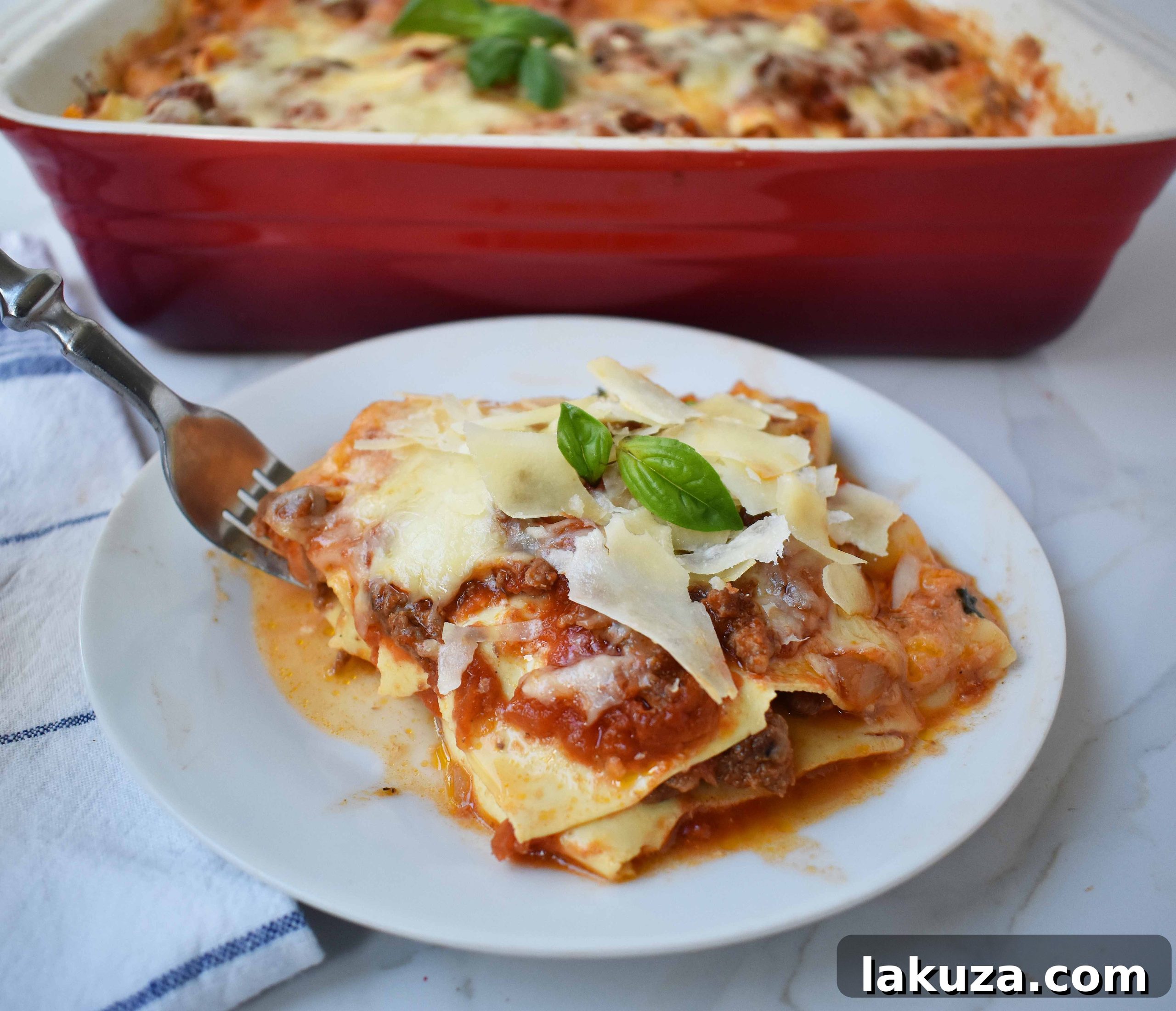 Authentic Italian Bolognese Lasagna, a delicious homemade dinner idea, beautifully presented for a family meal.