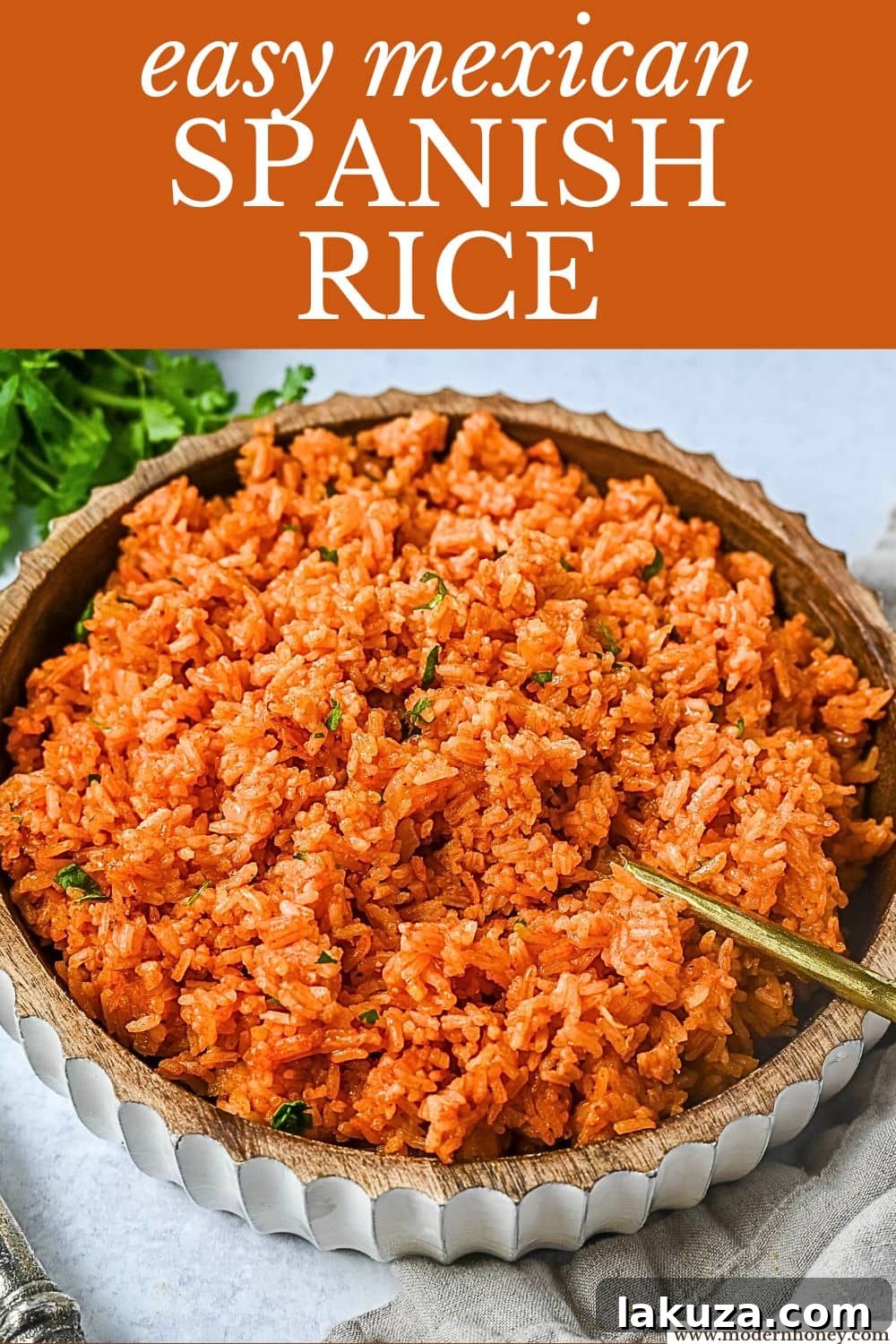 A beautifully composed shot of Spanish Rice in a traditional serving bowl, perfectly cooked and garnished, symbolizing a complete and delicious meal.