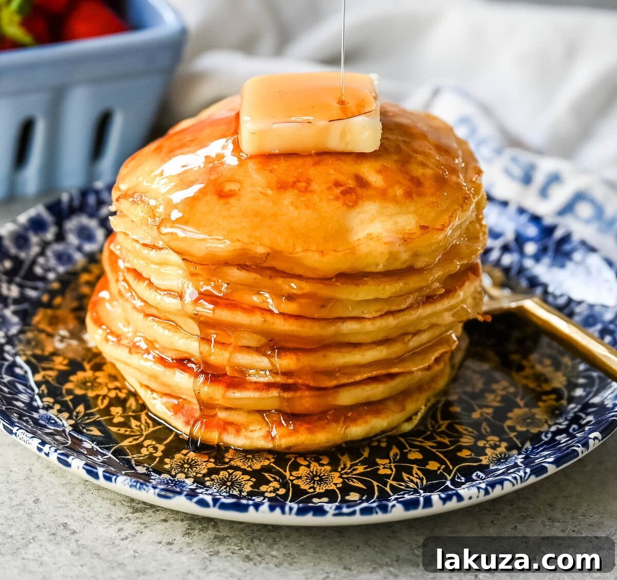 Velvety Greek Yogurt Pancakes 3 These light and fluffy Greek Yogurt Pancakes are higher protein, lower-fat and have a melt-in-your-mouth texture. You will love this healthy Greek yogurt pancake recipe!