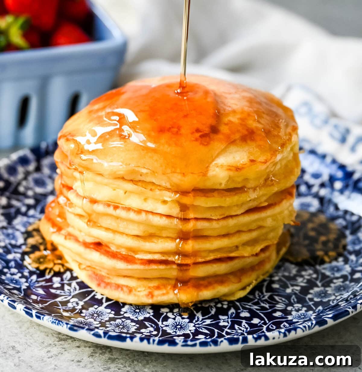 Velvety Greek Yogurt Pancakes 4 These light and fluffy Greek Yogurt Pancakes are higher protein, lower-fat and have a melt-in-your-mouth texture. You will love this healthy Greek yogurt pancake recipe!