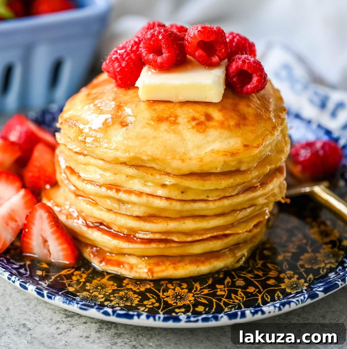 Velvety Greek Yogurt Pancakes 6 These light and fluffy Greek Yogurt Pancakes are higher protein, lower-fat and have a melt-in-your-mouth texture. You will love this healthy Greek yogurt pancake recipe!
