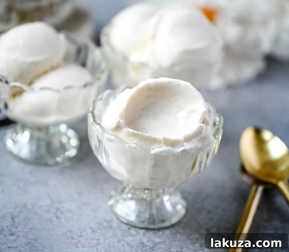 Ingredients laid out for making vanilla bean gelato: whole milk, heavy cream, granulated sugar, and a whole vanilla bean pod with its seeds scraped out.