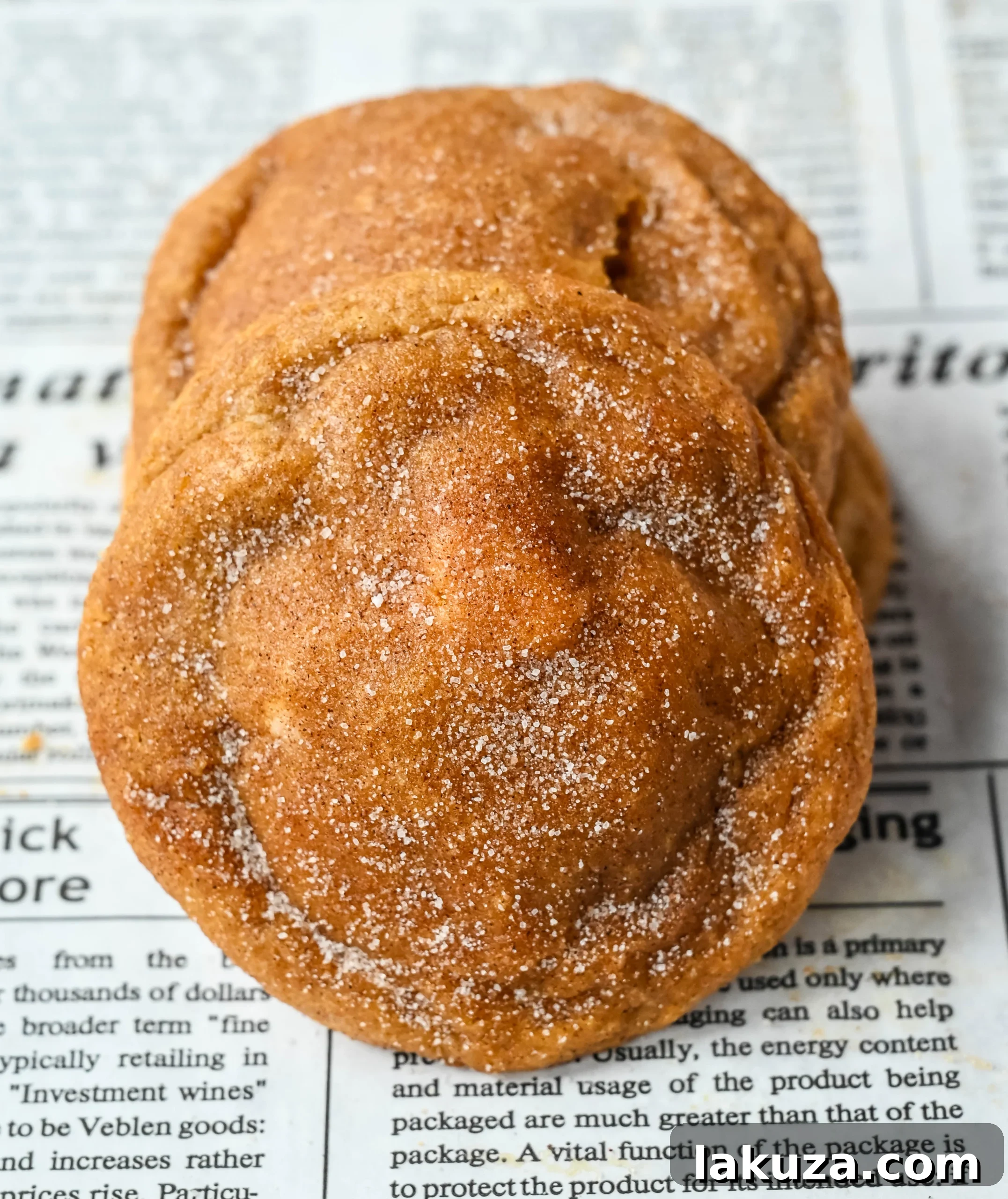 Close-up of a homemade pumpkin cheesecake cookie, showcasing its soft texture and cinnamon sugar coating.