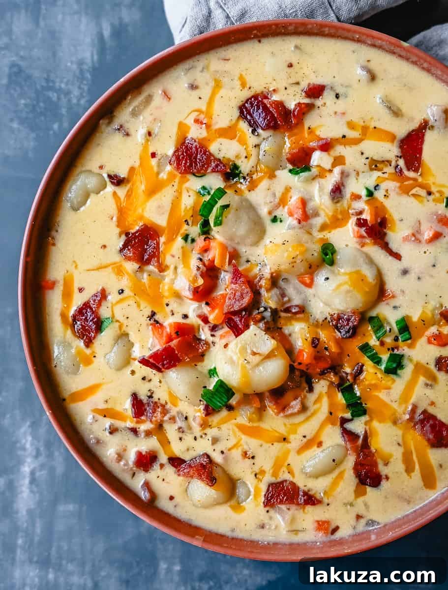 Bacon Cheddar Gnocchi Soup. Creamy Gnocchi Soup with Crispy Bacon and Cheddar Cheese. This is one of the most flavorful, easy homemade soups to make. Everyone loves this soup recipe!