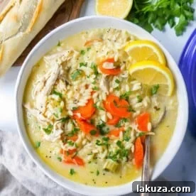 This is the best Lemon Chicken Orzo Soup recipe! This Chicken Orzo Soup is made with tender chicken with onions, carrots, celery, and garlic in a fresh lemon cream broth with fresh parmesan cheese. You will love this lemon chicken soup recipe!