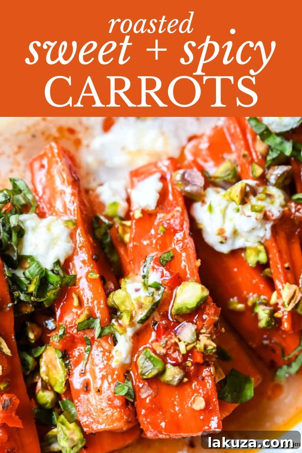 Sweet and Spicy Roasted Carrots are the perfect combination of sweetness and a warm kick from the Calabrian chili paste. Topped with creamy burrata, crunchy pistachios, and fresh basil, this side dish feels restaurant-worthy but is incredibly easy to make at home. The best roasted carrot side dish recipe!
