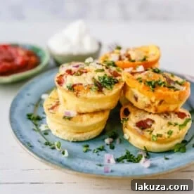 Mini Egg Bacon and Cheese Bites, a quick and easy, bite-sized, high-protein, and low-carb breakfast, perfect for starting your day.