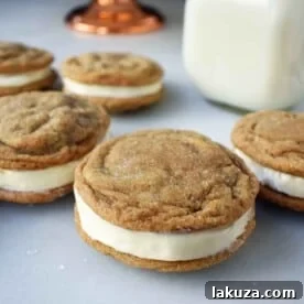 Gingersnap Oreos Sandwich Cookies with Cream Cheese Filling. Soft Gingerbread Cookies filled with sweet cream cheese filling. A favorite holiday cookie!