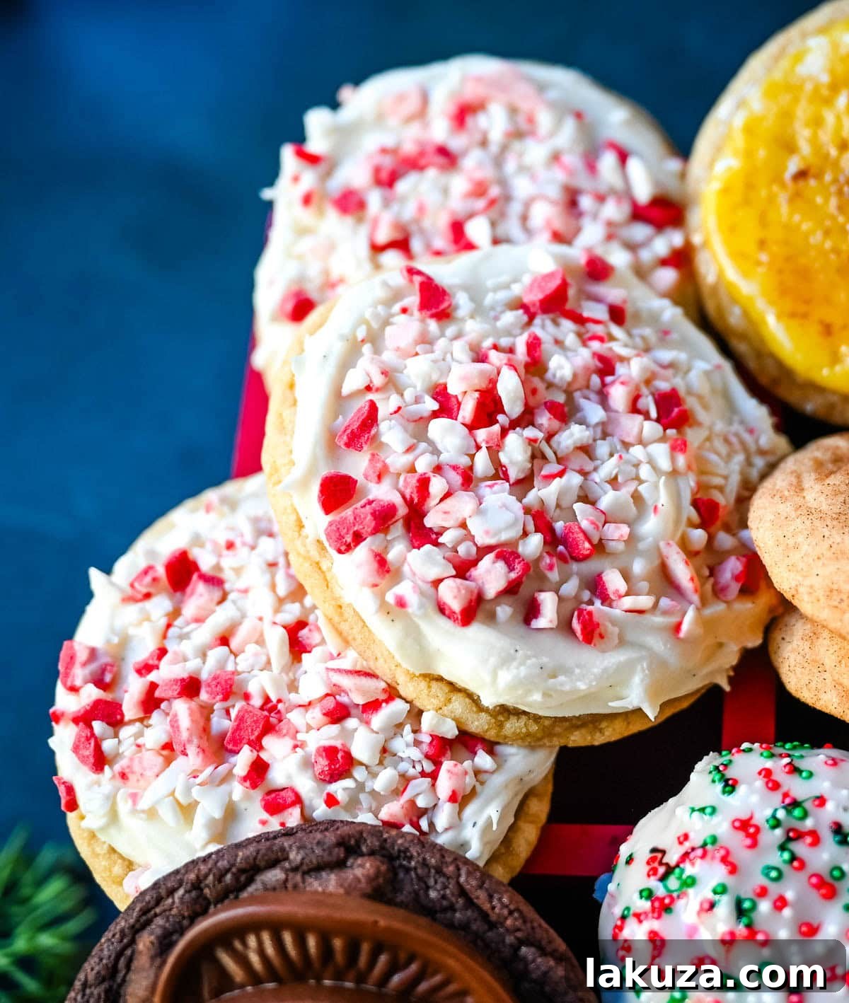 Ingredients for Peppermint Frosted Sugar Cookies laid out.