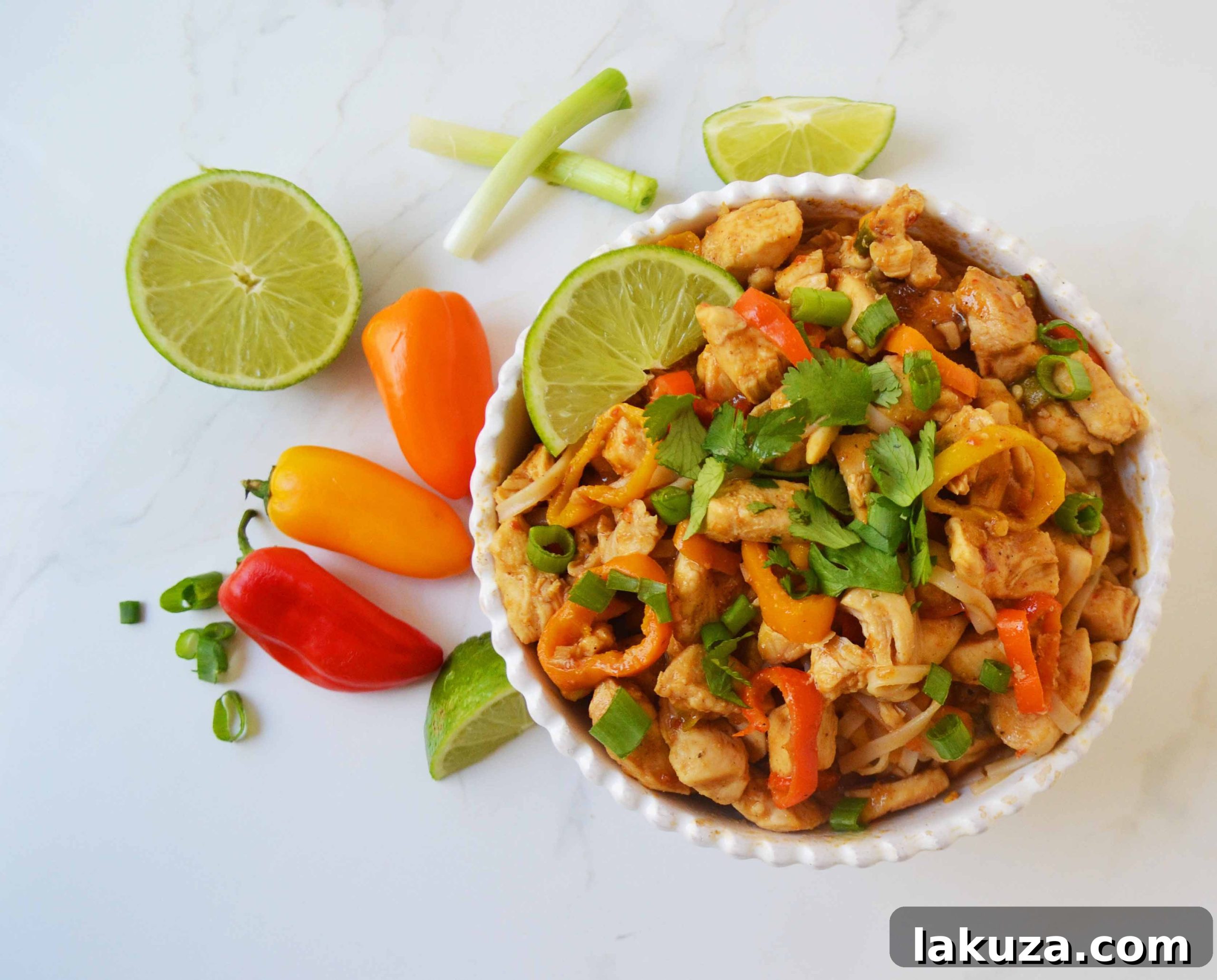 Flavorful Thai Chicken Noodles 5 A vibrant bowl of Thai Chicken Noodles, gluten-free and dairy-free, ready in under 30 minutes. The perfect quick and healthy dinner solution.