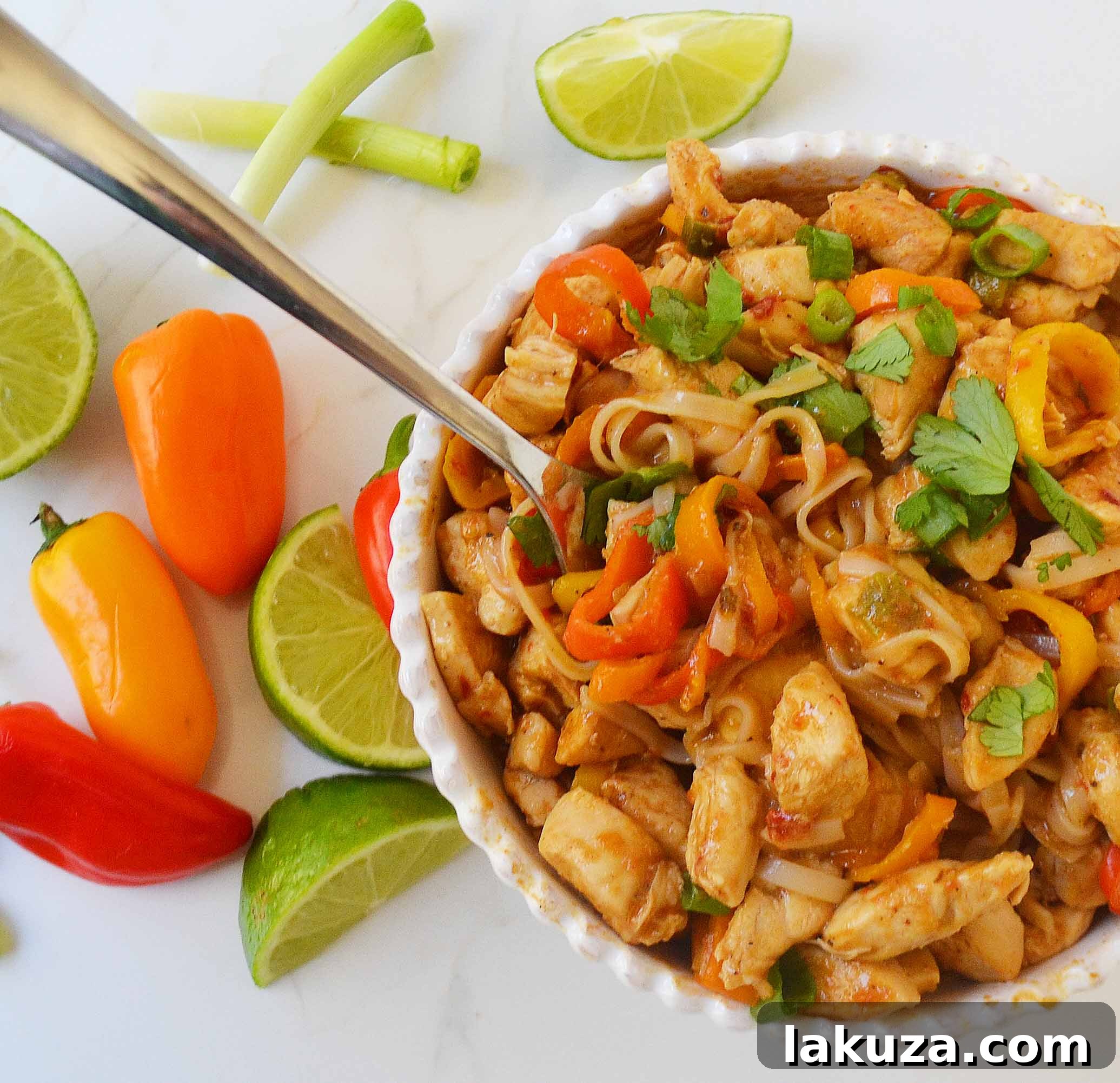 Flavorful Thai Chicken Noodles 6 Homemade Thai Chicken Noodles with a focus on fresh ingredients and quick preparation, ideal for healthy eating habits.