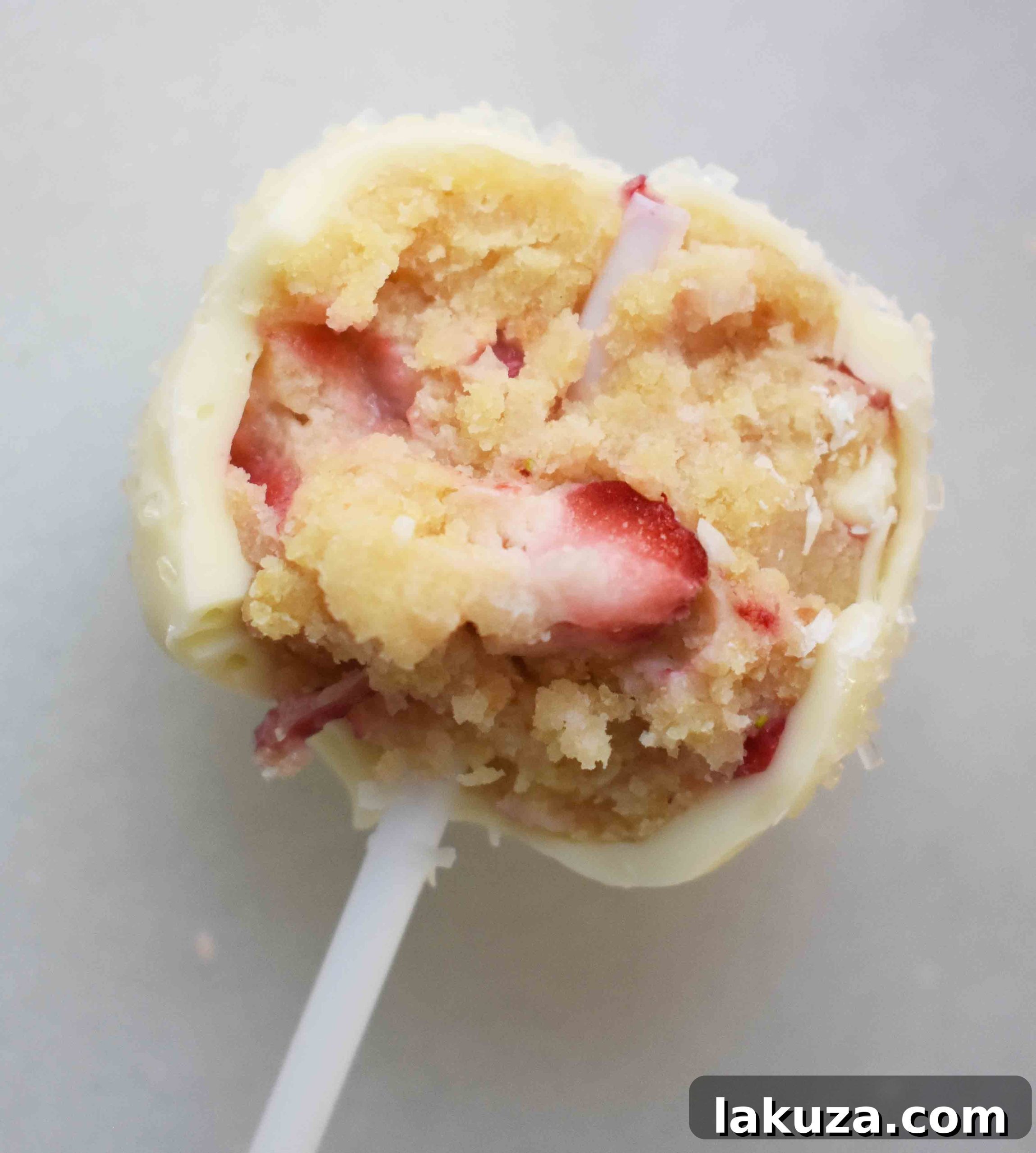 Strawberry Cheesecake Truffles 4 Strawberry Cheesecake Truffle Balls Cake Pops. Homemade yellow butter cake mixed with fresh strawberry cream cheese frosting. Then rolled in melted white melting wafers and sprinkled with sparkling sugar. www.modernhoney.com