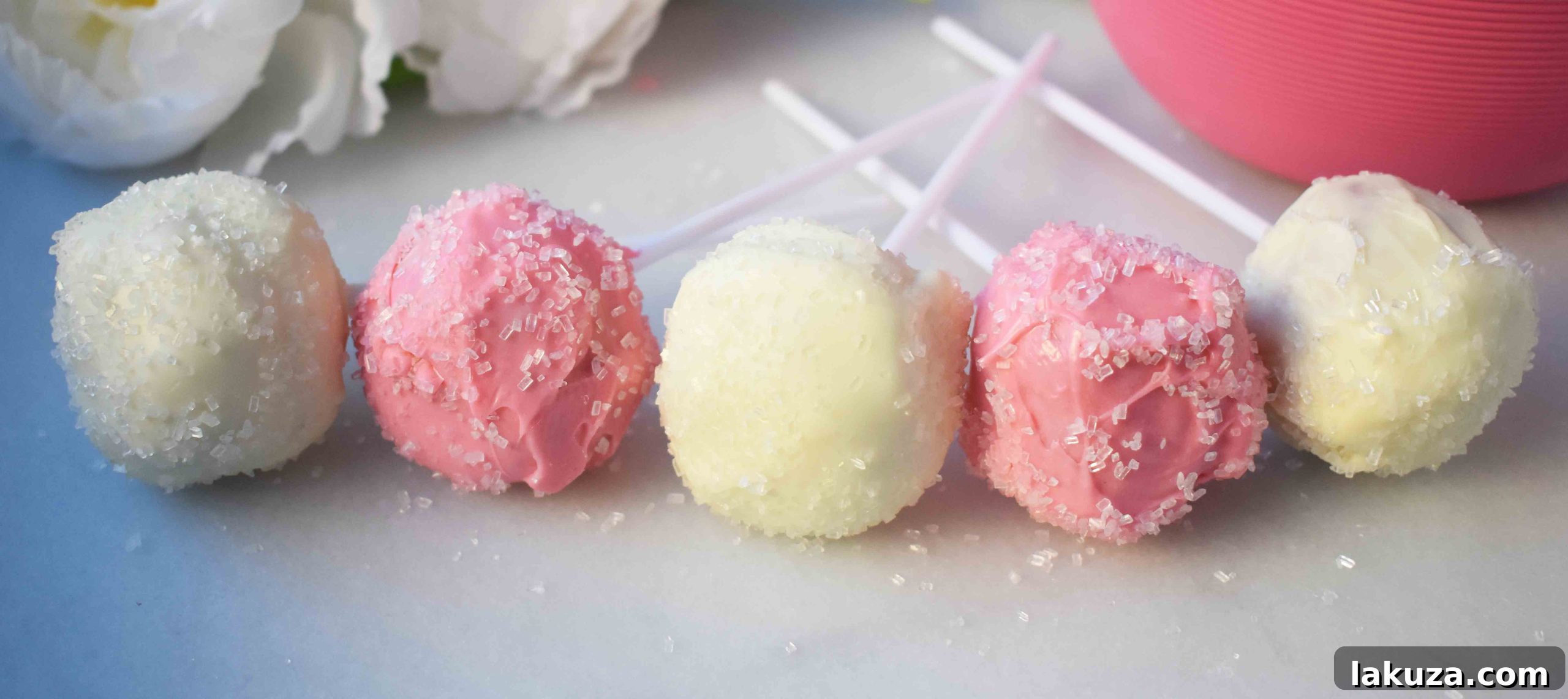Strawberry Cheesecake Truffles 6 Strawberry Cheesecake Truffle Balls Cake Pops. Homemade yellow butter cake mixed with fresh strawberry cream cheese frosting. Then rolled in melted white melting wafers and sprinkled with sparkling sugar. www.modernhoney.com