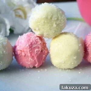 Strawberry Cheesecake Truffles 7 Strawberry Cheesecake Truffle Balls Cake Pops. Homemade yellow butter cake mixed with fresh strawberry cream cheese frosting. Then rolled in melted white melting wafers and sprinkled with sparkling sugar. www.modernhoney.com