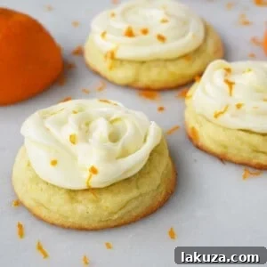 RubySnap Judy Orange Cream Cookies with soft citrus orange dough topped with sweet orange cream cheese frosting.