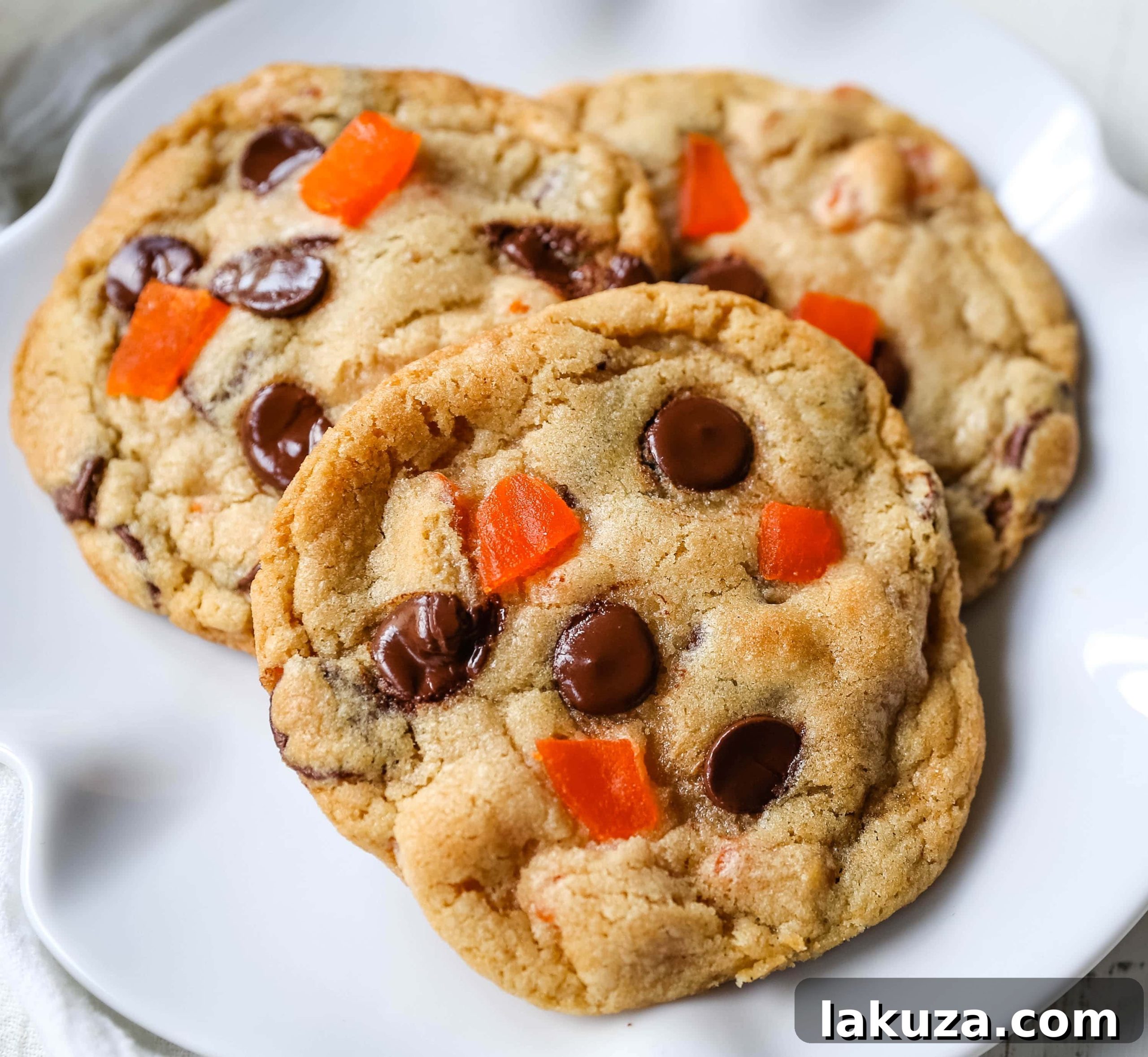 RubySnap Vivianna: Tropical Dark Chocolate Mango Cookies 2 Irresistibly Chewy Dark Chocolate Mango Cookies with a zesty citrus hint. A rich tropical cookie experience, perfect for any occasion.