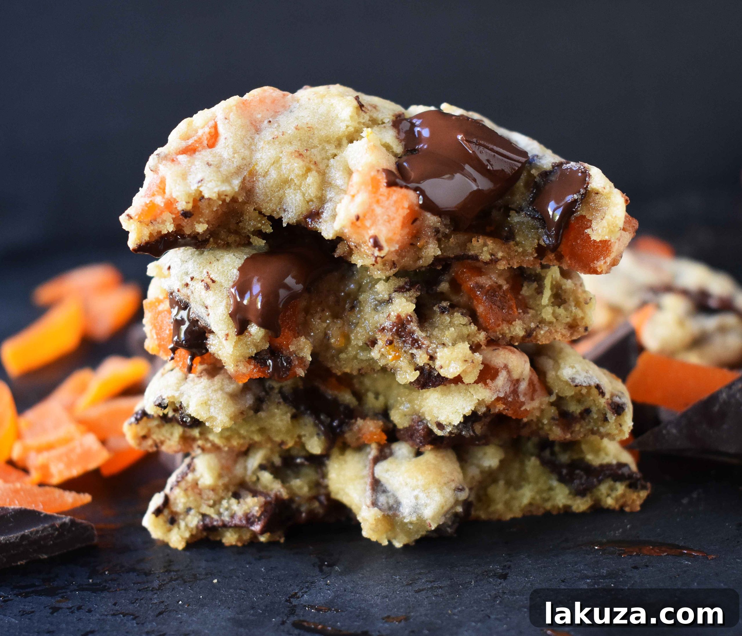 RubySnap Vivianna: Tropical Dark Chocolate Mango Cookies 4 A plate of RubySnap Vivianna inspired Dark Chocolate Mango Cookies, showcasing their golden-brown edges and soft centers.