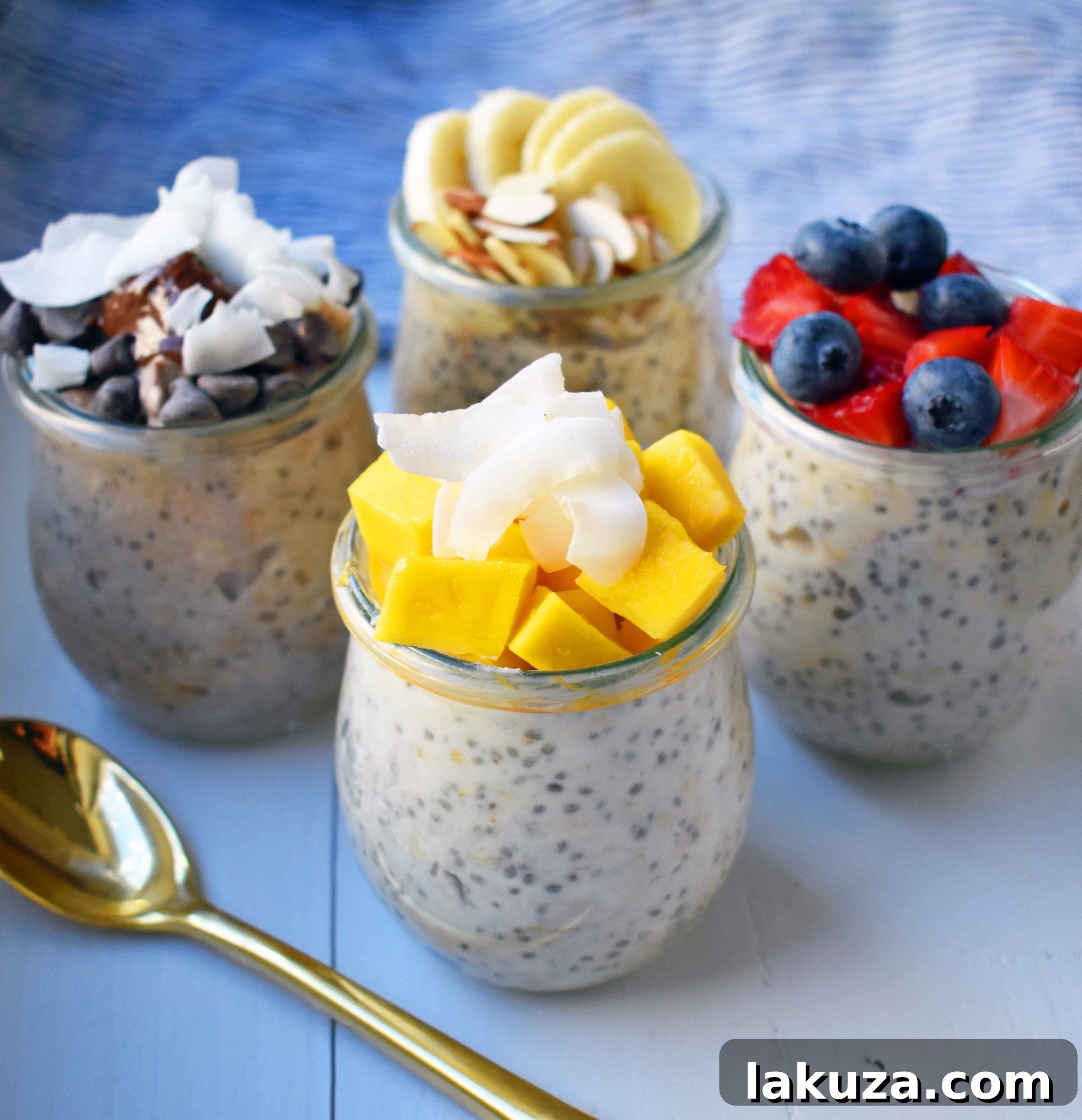 Delicious and healthy overnight oats with fresh berries on top, a perfect protein-filled breakfast option.