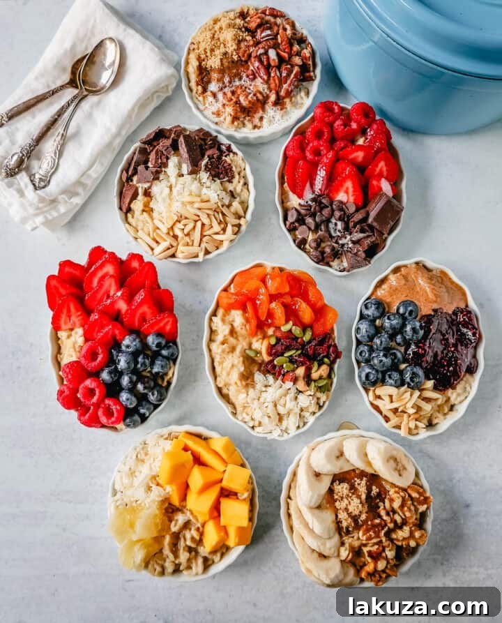 Craft Your Oat Creation 2 Creamy oatmeal served with fresh berries, nuts, and a drizzle of syrup, ready for a delicious breakfast.