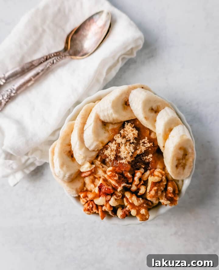 Craft Your Oat Creation 12 Banana walnut oatmeal with brown sugar, a classic and comforting breakfast combination.